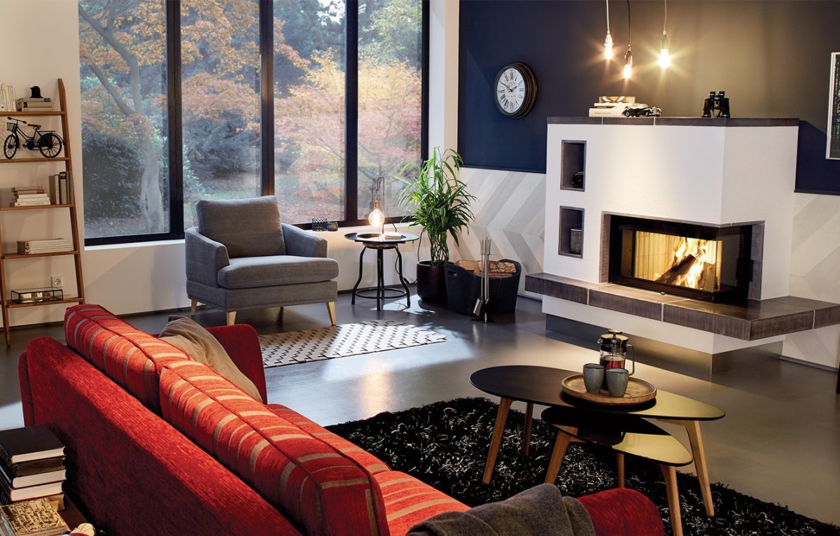 Биокамин в интерьере в стиле Модерн