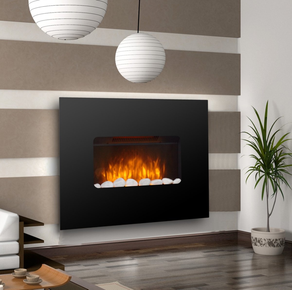 Камин в современном стиле с часами