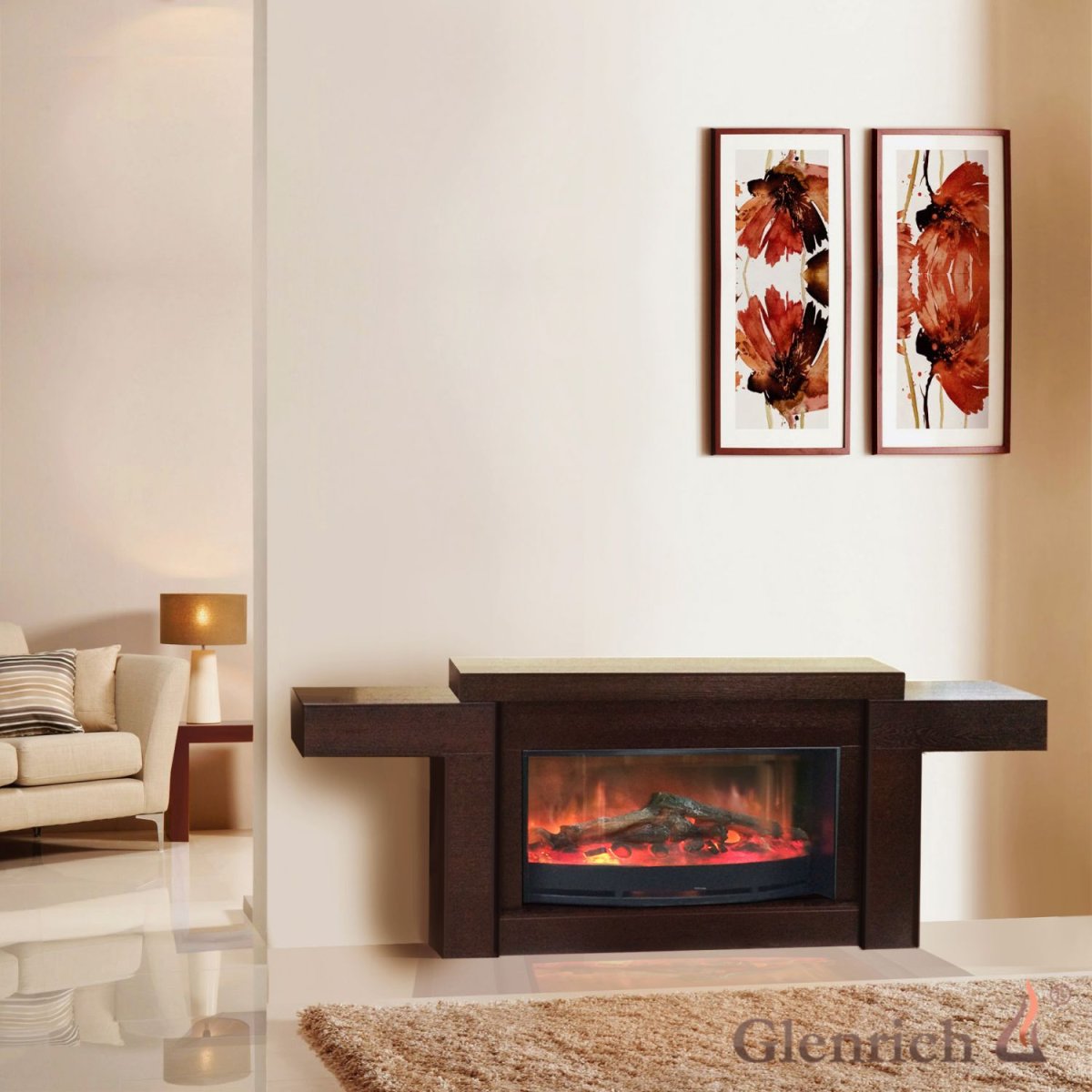 Электрокамин длинный узкий