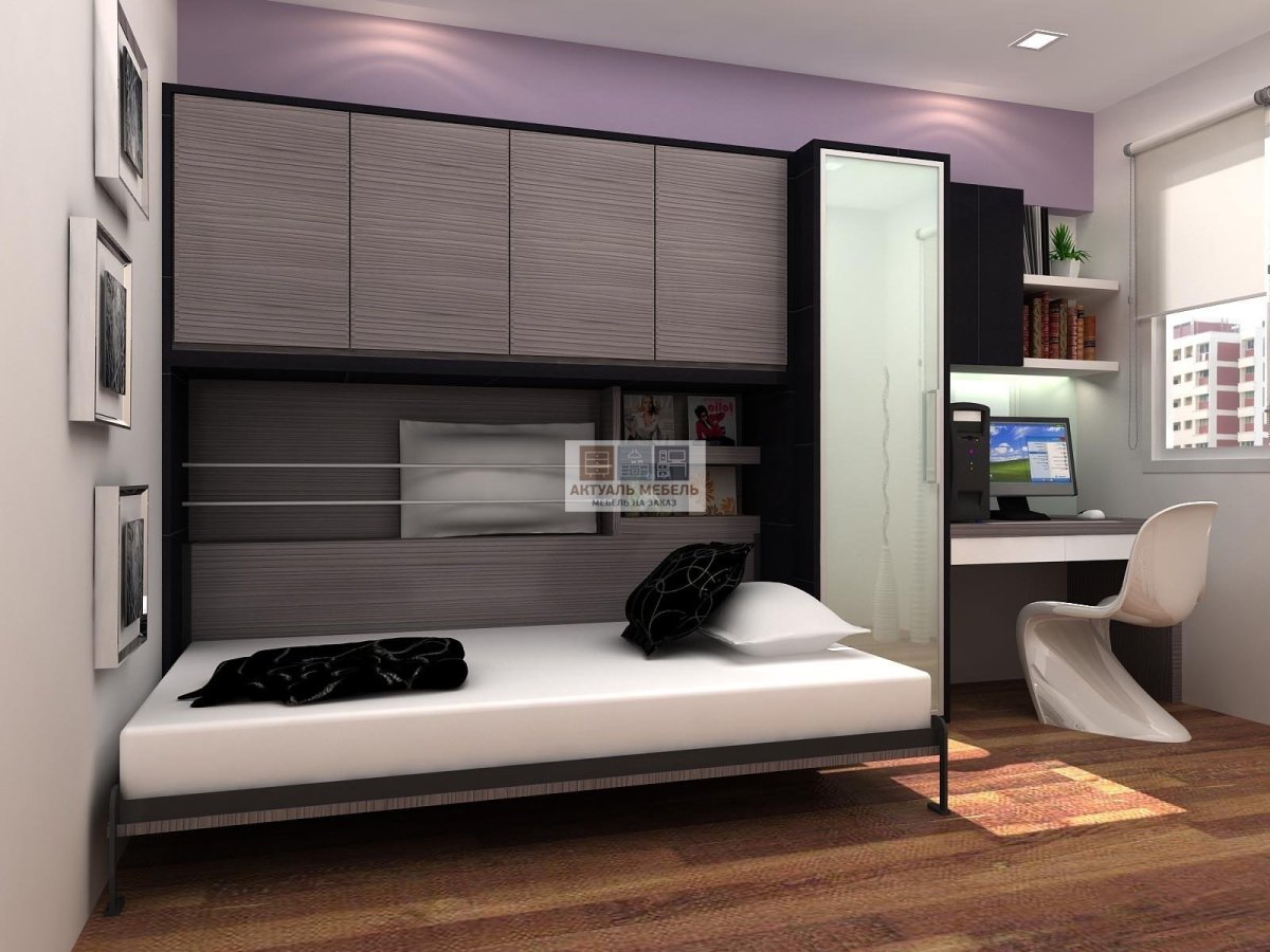 Шкаф-купе в спальню с кроватью