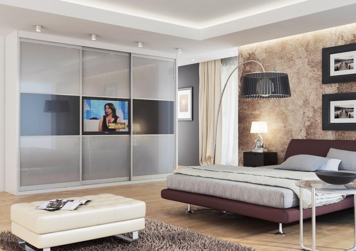 Дизайн спальни со встроенным шкафом в стиле Минимализм