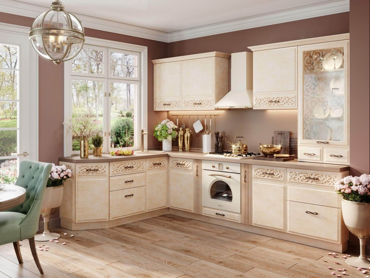 Кухня цвета шампань