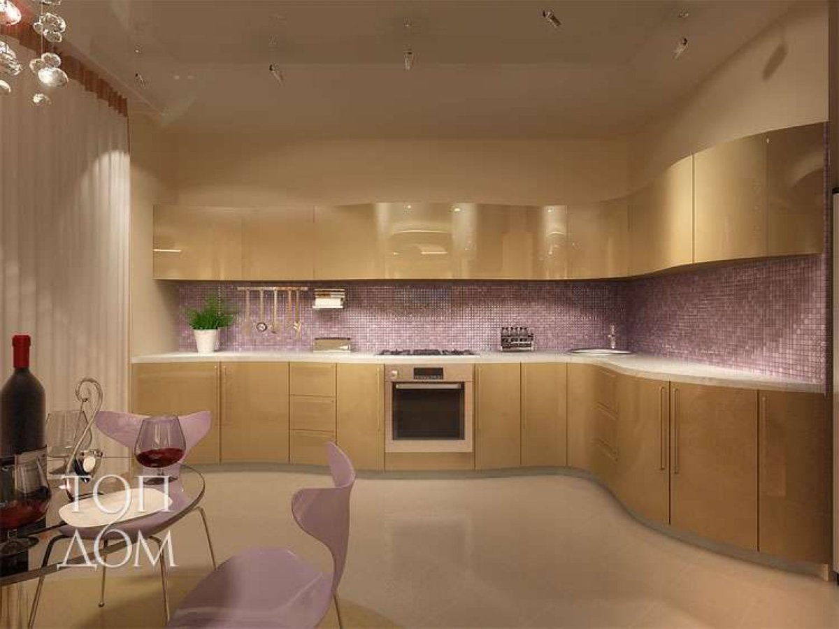 Кухонная мебель цвета шампань