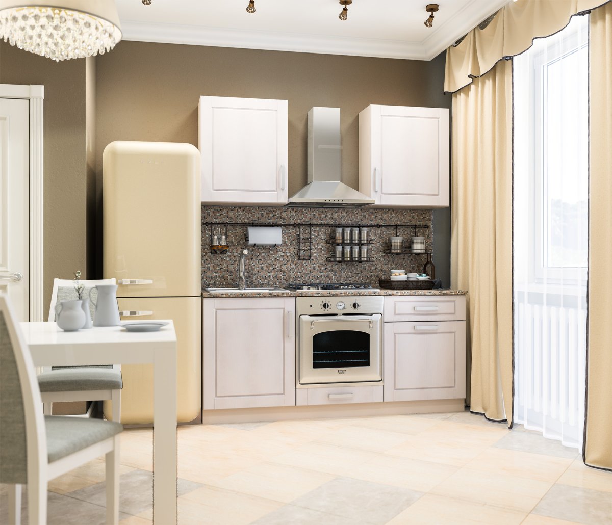 Кухонный гарнитур бежевого цвета