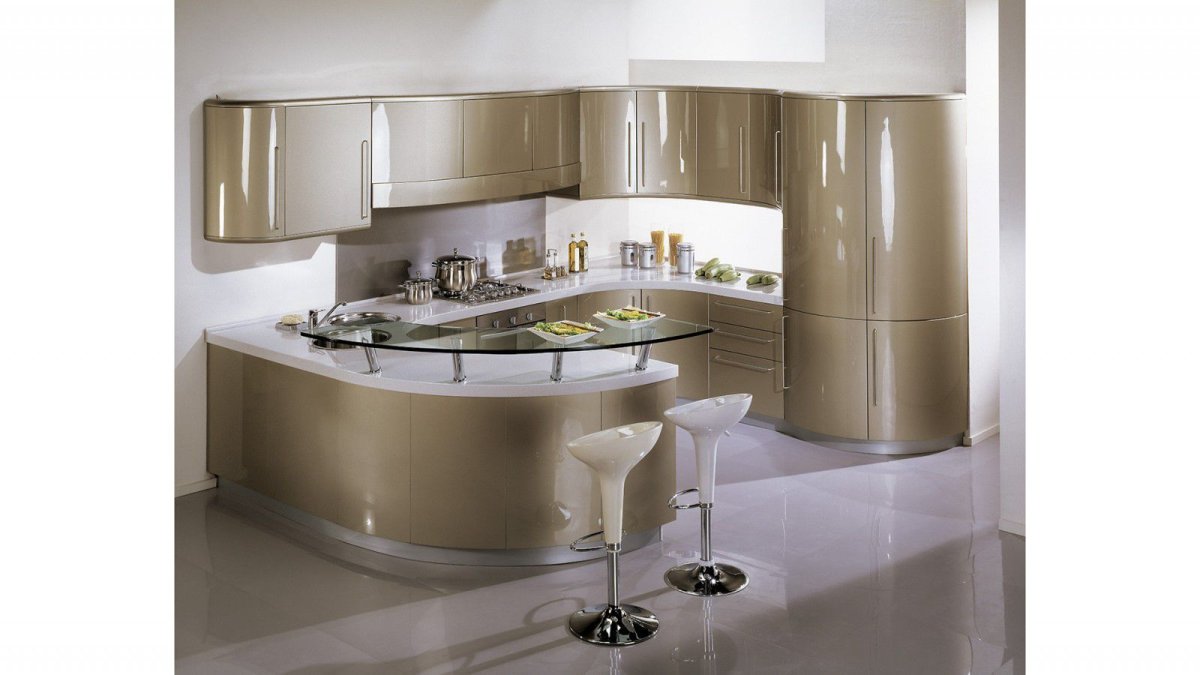 Кухонный гарнитур золотого цвета