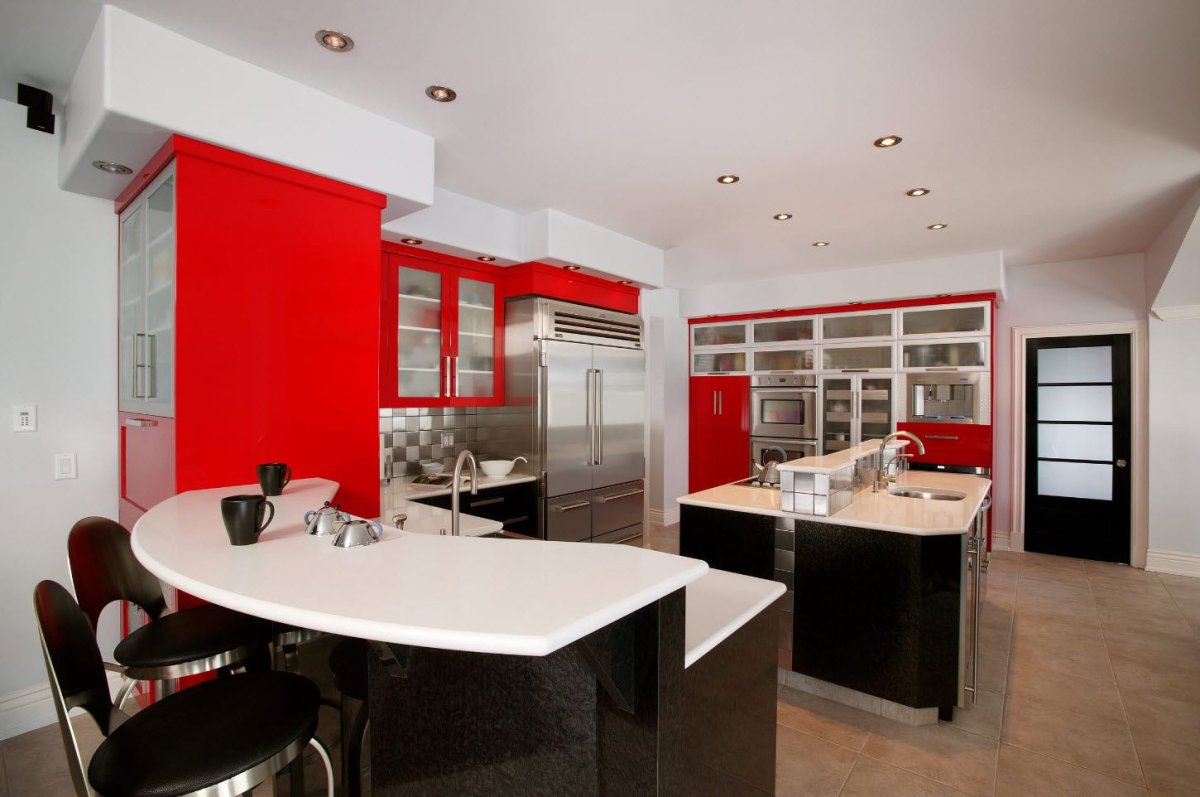 Столовая группа Table w/6 Red & Silver Dining Chairs