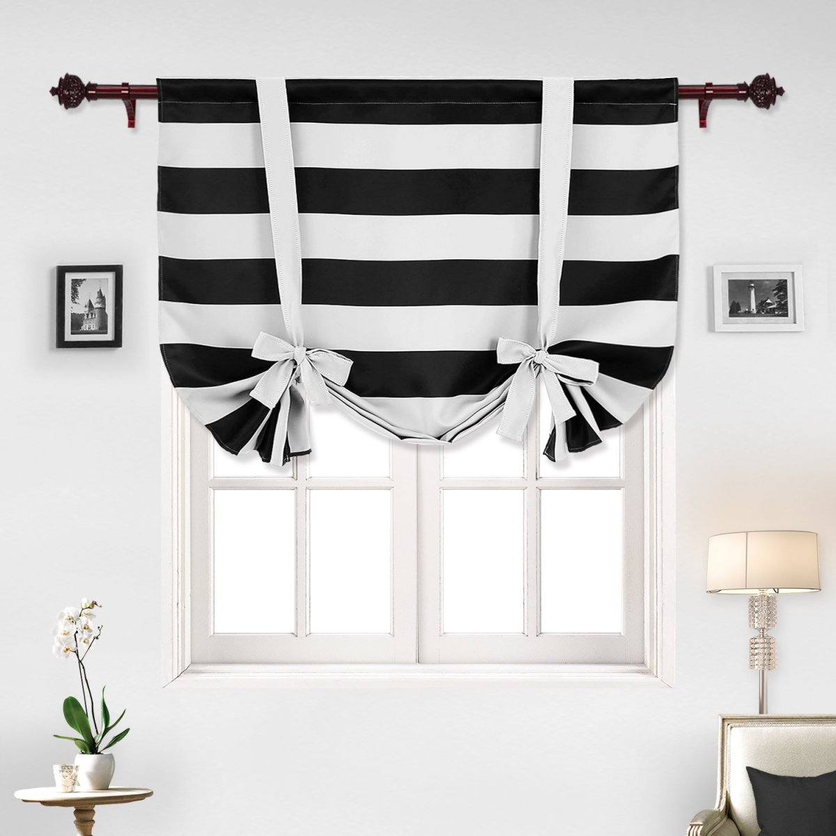 Шторы белые с черным