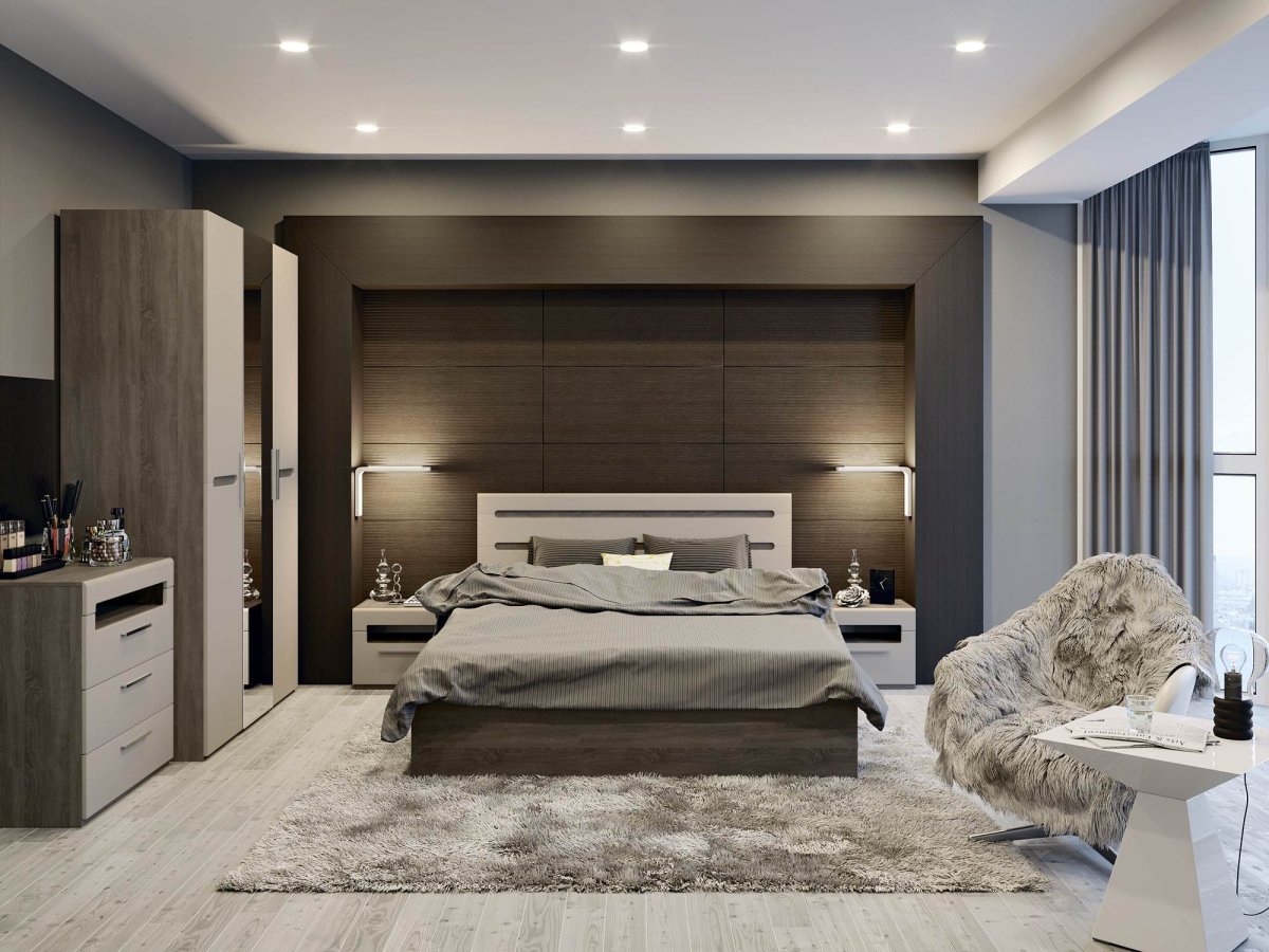 Зеркальные шкафы вокруг кровати