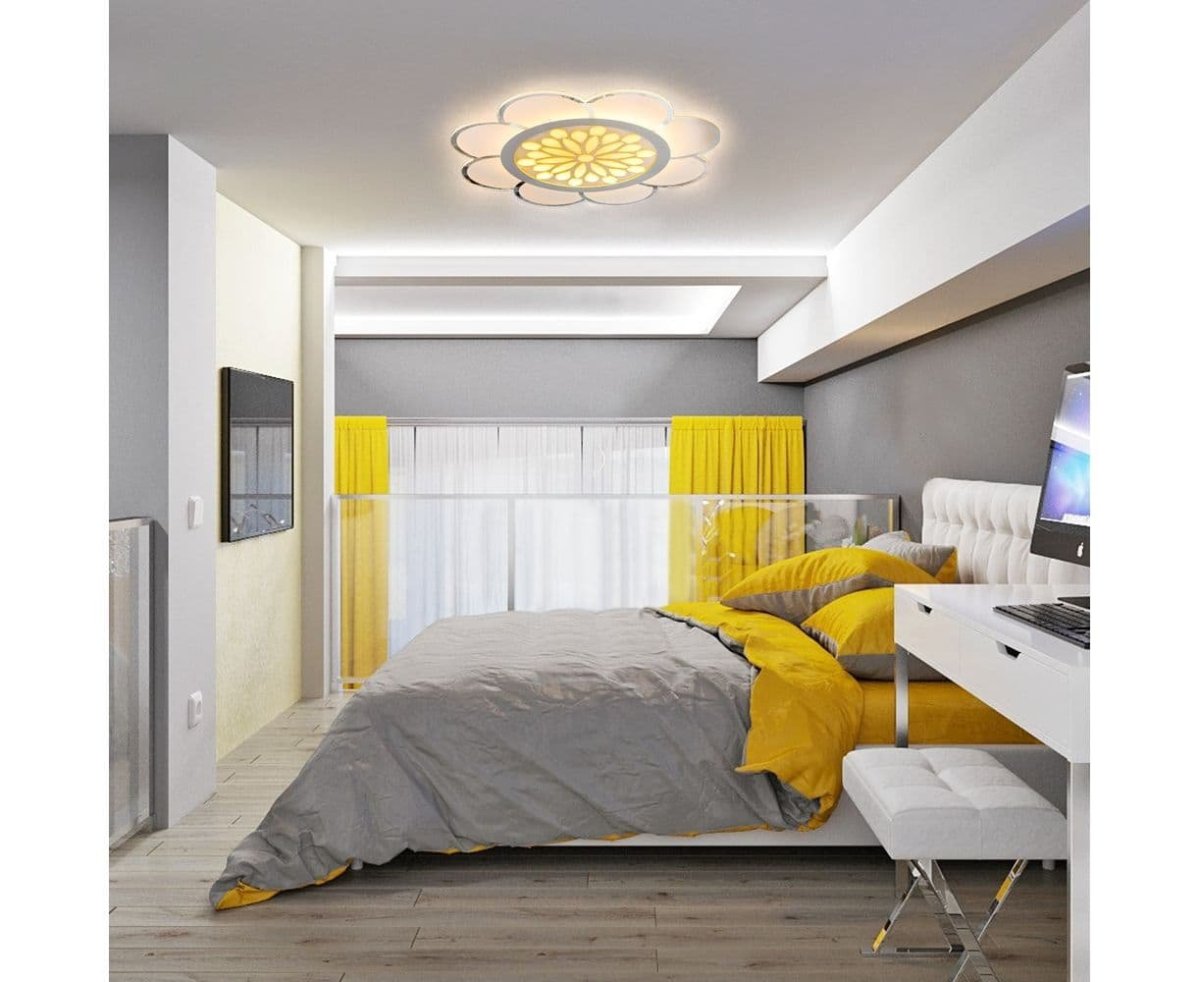 Комната в серо бело желтого цвета