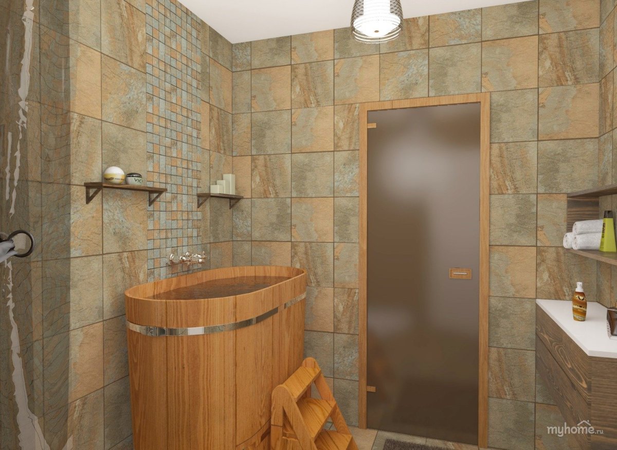 Внутренняя отделка моечной в бане