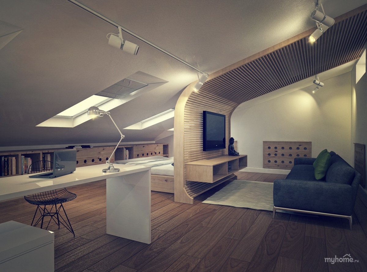 Мансардная крыша на кухне