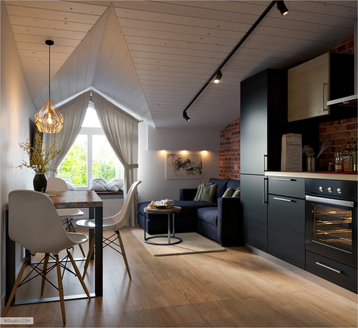 Кухня на мансардном этаже