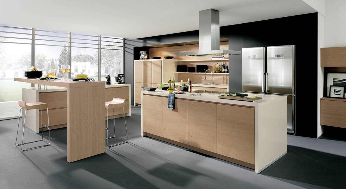 Полуостров на кухне с полками