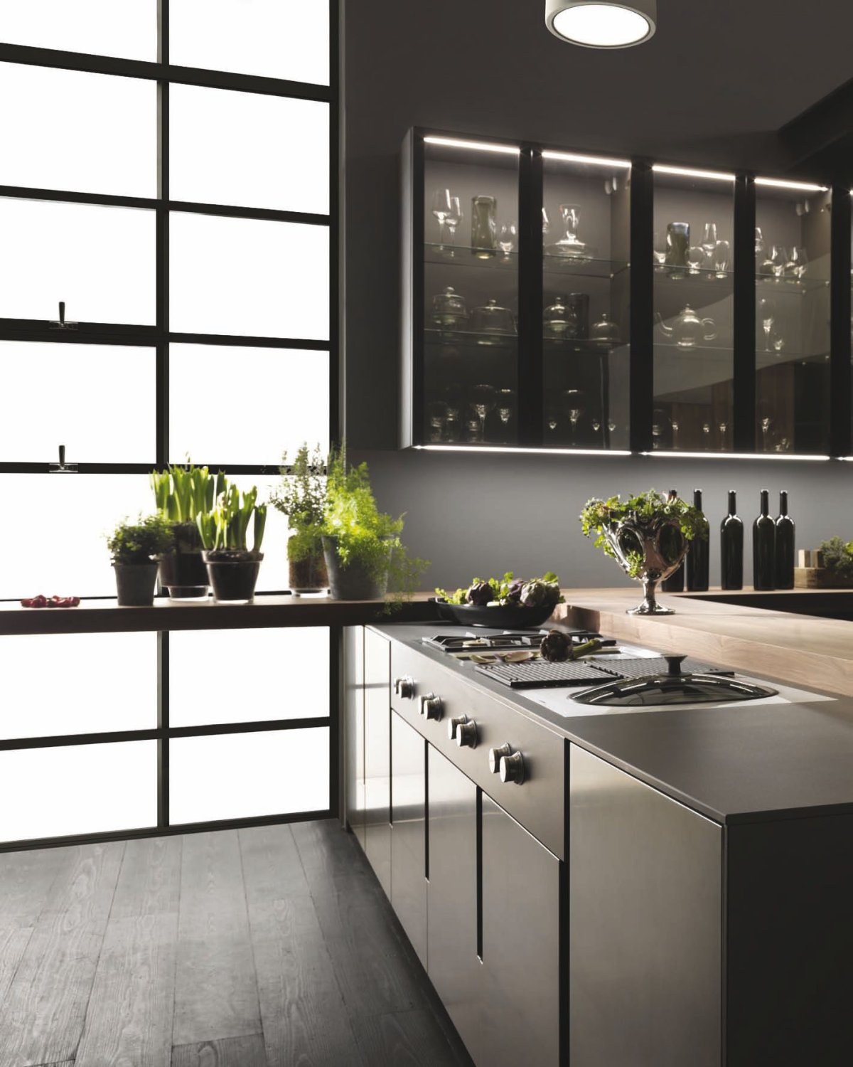 Зеркальный кухонный остров