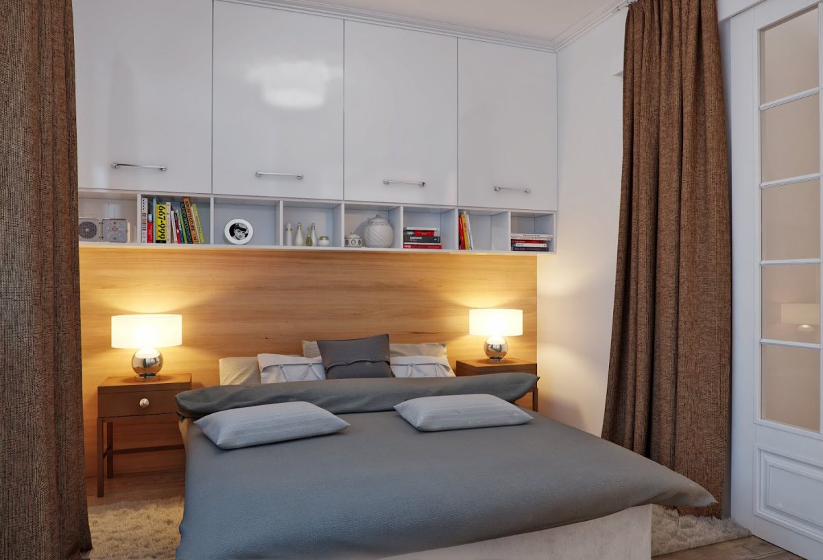 Шкаф над кроватью в спальне