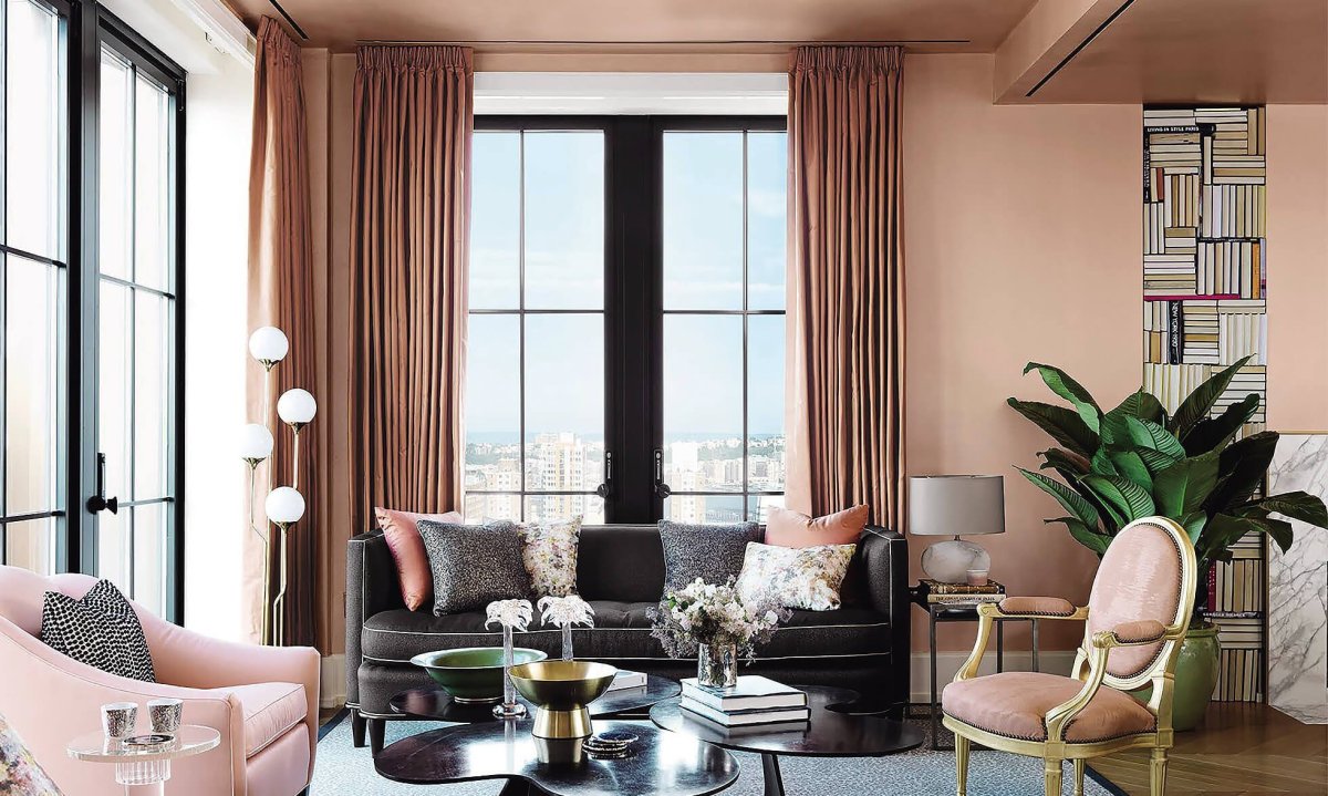 Розовые занавески в интерьере