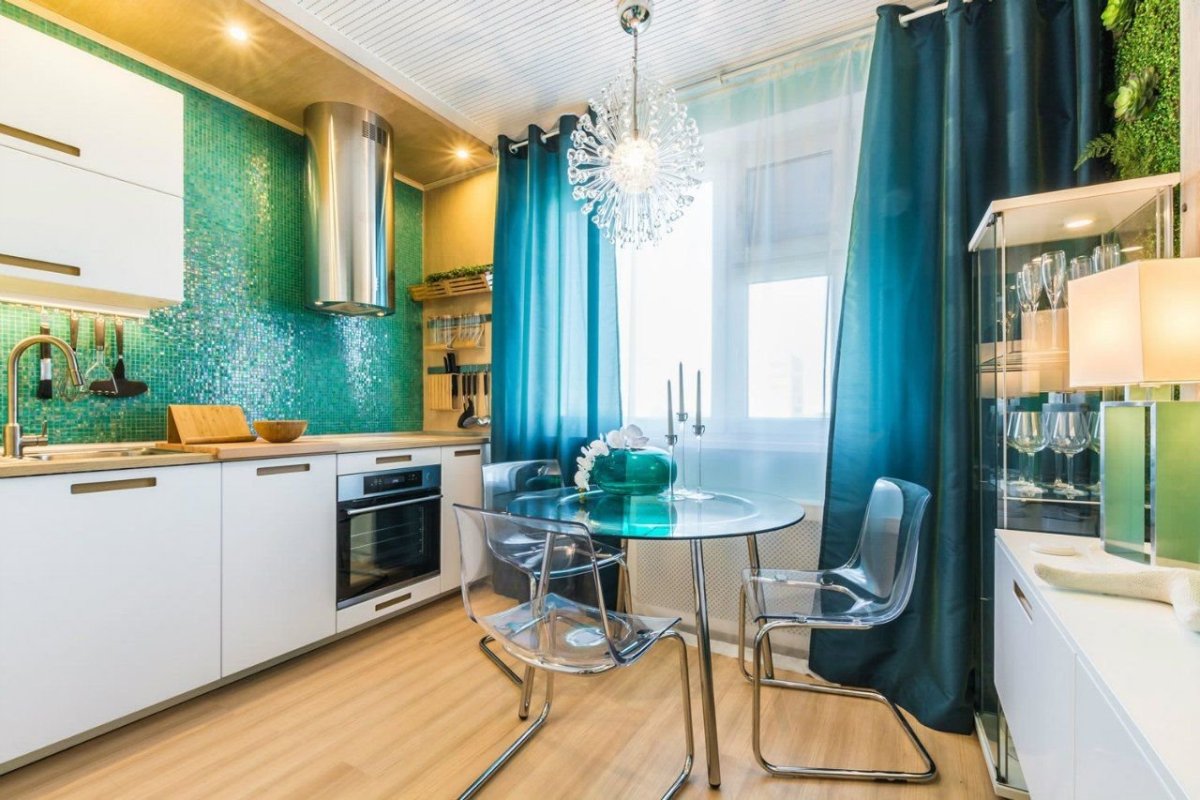 Зеленые акценты в интерьере кухни