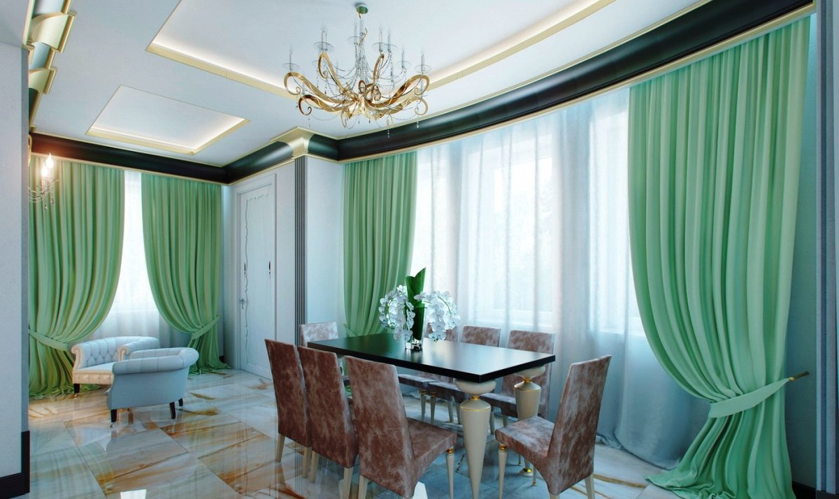 Шторы бирюзовые с бежевым