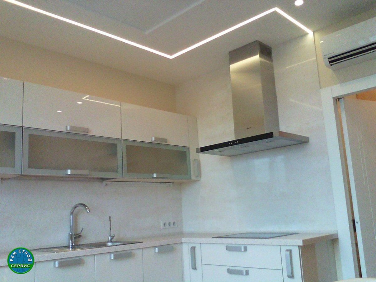 Гипсокартонный короб под вытяжку на кухне