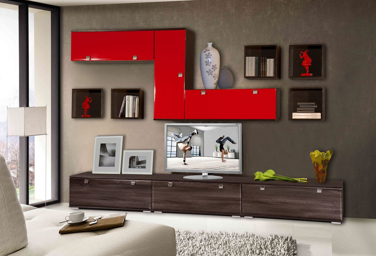 Стенка Лия-3 (белый/белый глянец)