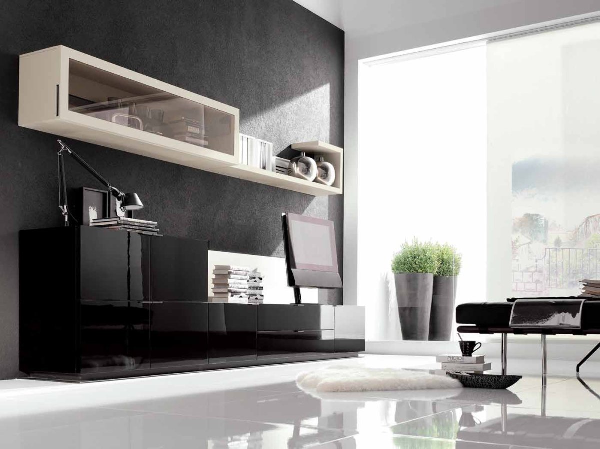 Стенка Vigo черный глянец