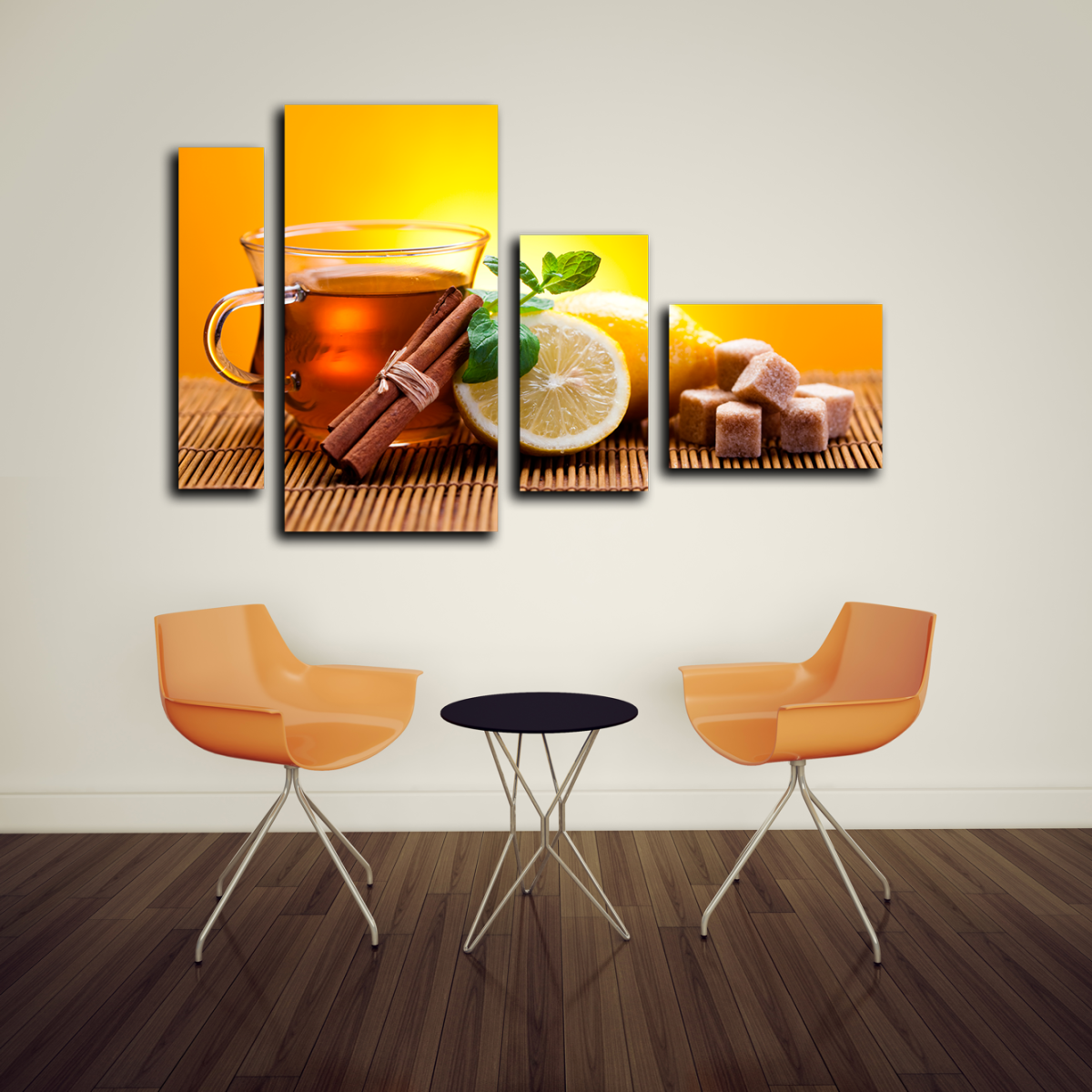 Модульные картины в интерьере кухни