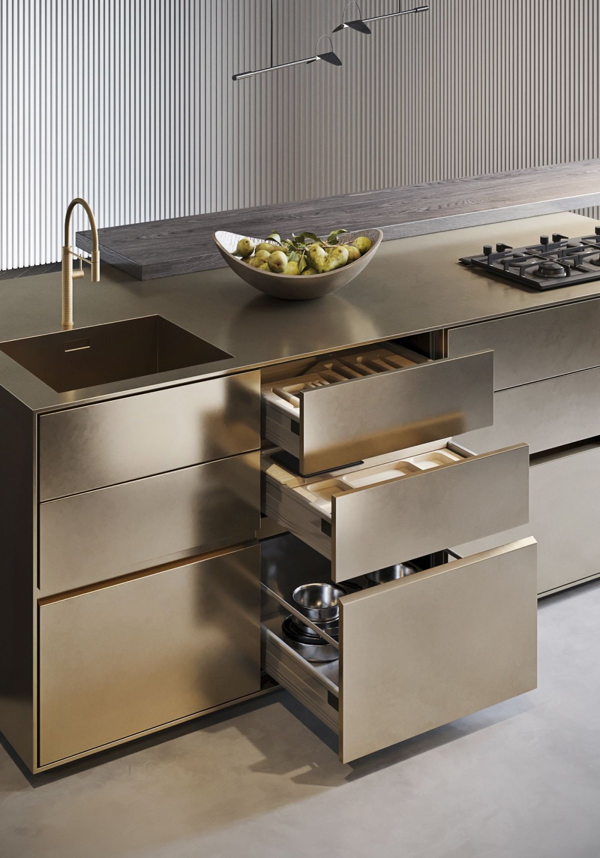 Кухня фасады в металле