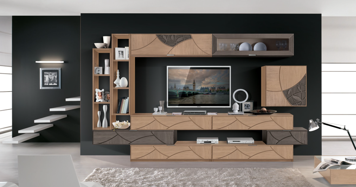 Стенки в гостиную в стиле хайтек