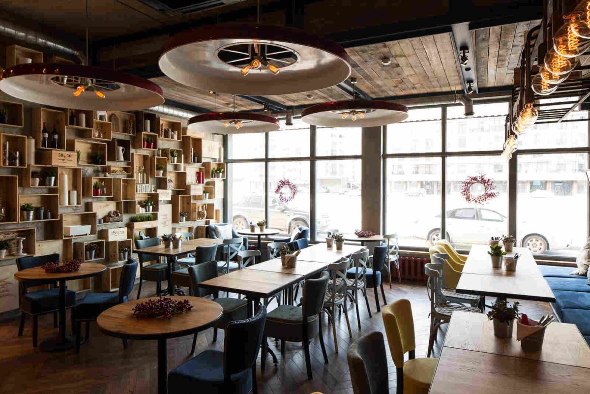 Пиццерия двухцветная интерьер