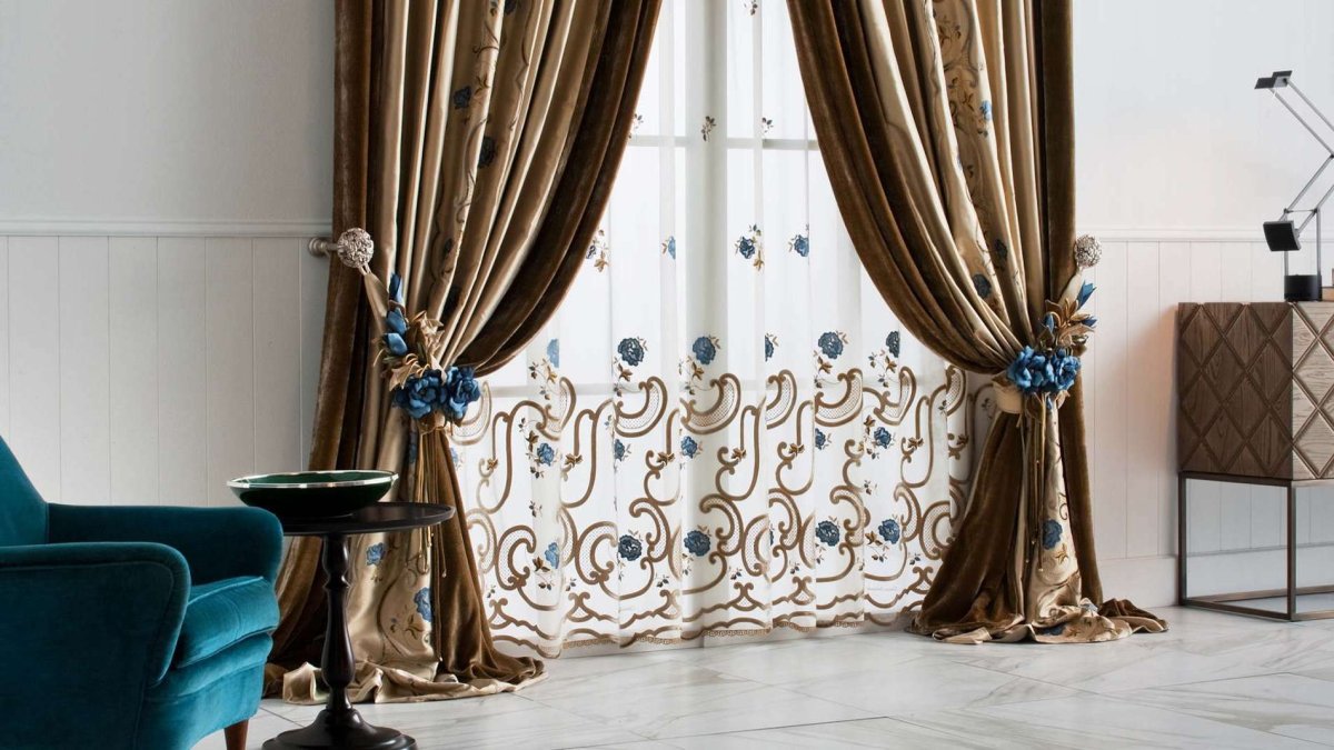 Зеленые занавески в интерьере