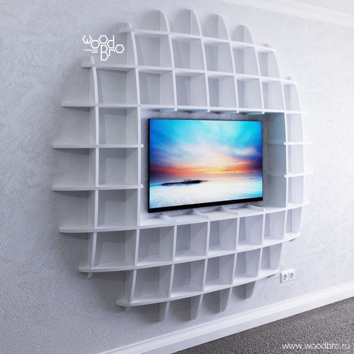 Круглая полочка на стену для телевизора