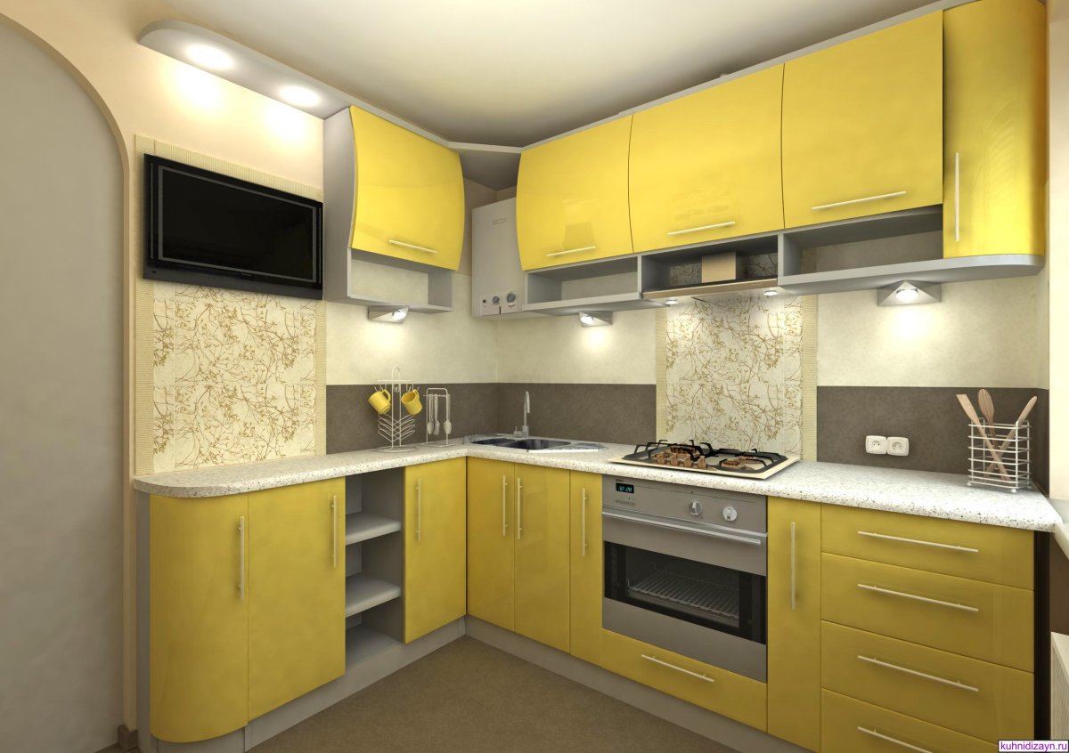 Кухня в современном стиле с телевизором