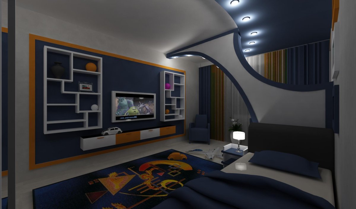 Потолки спальня для мальчика хайтек