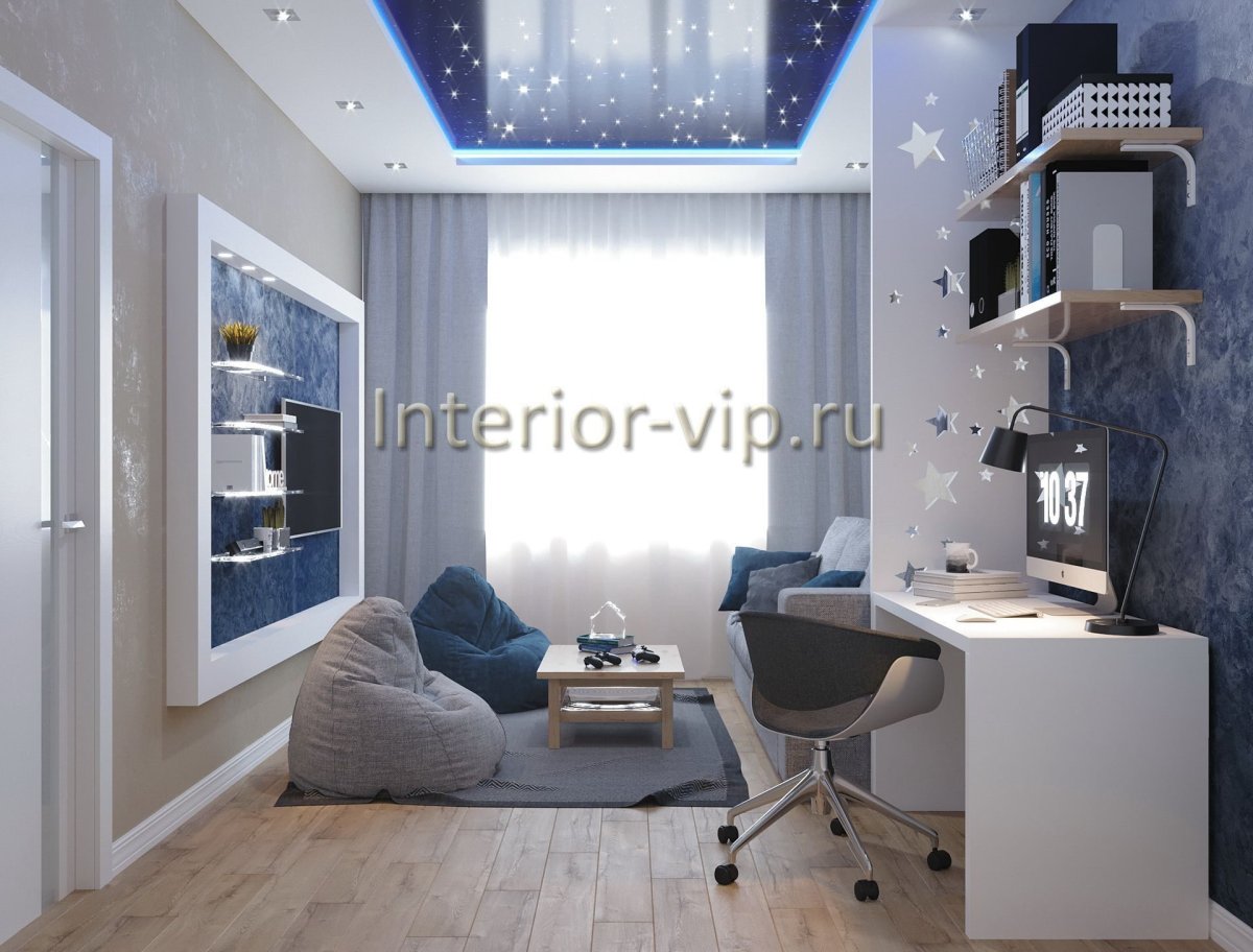 Комната для подростка юноши в светлых тонах