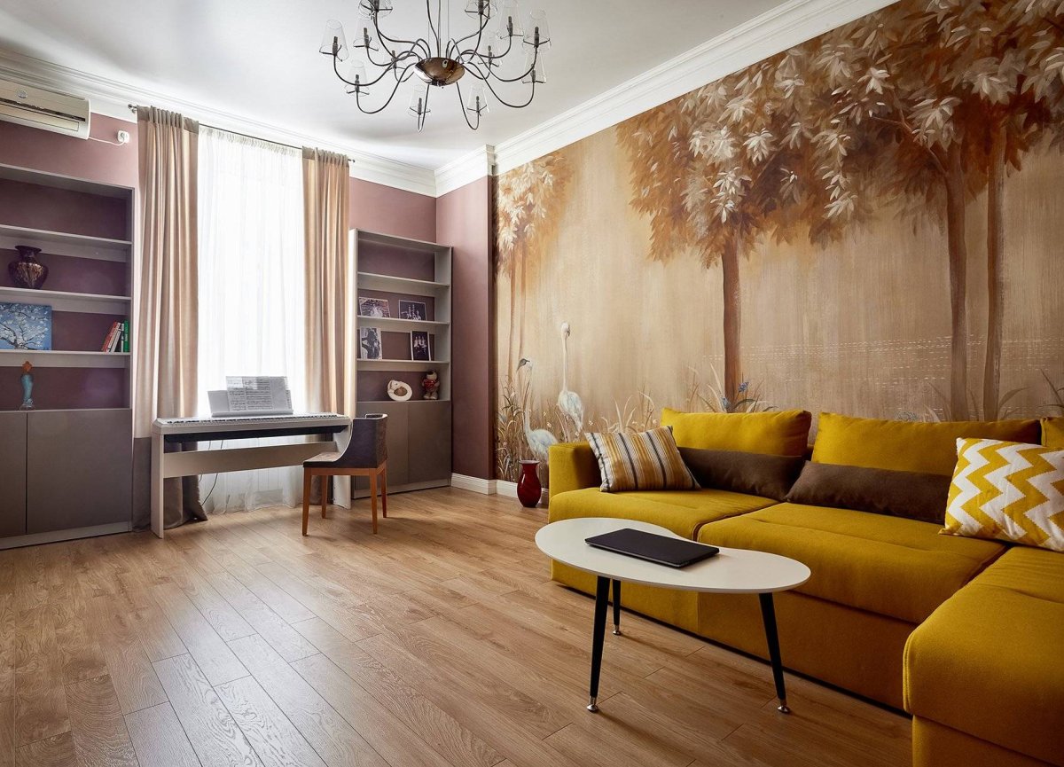 Фреска в гостиной в современном стиле