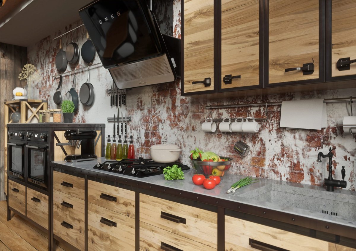 Мебель лофт из металла кухня