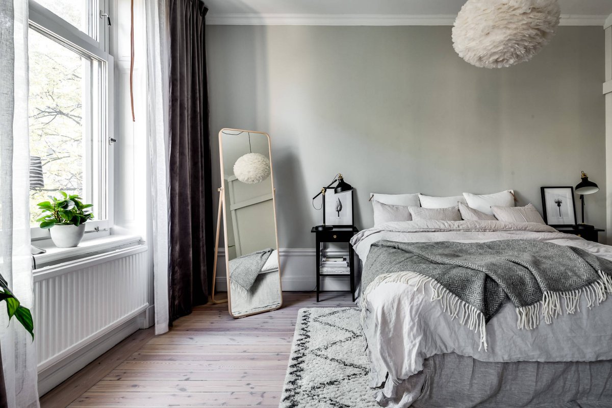 Спальня в сером цвете