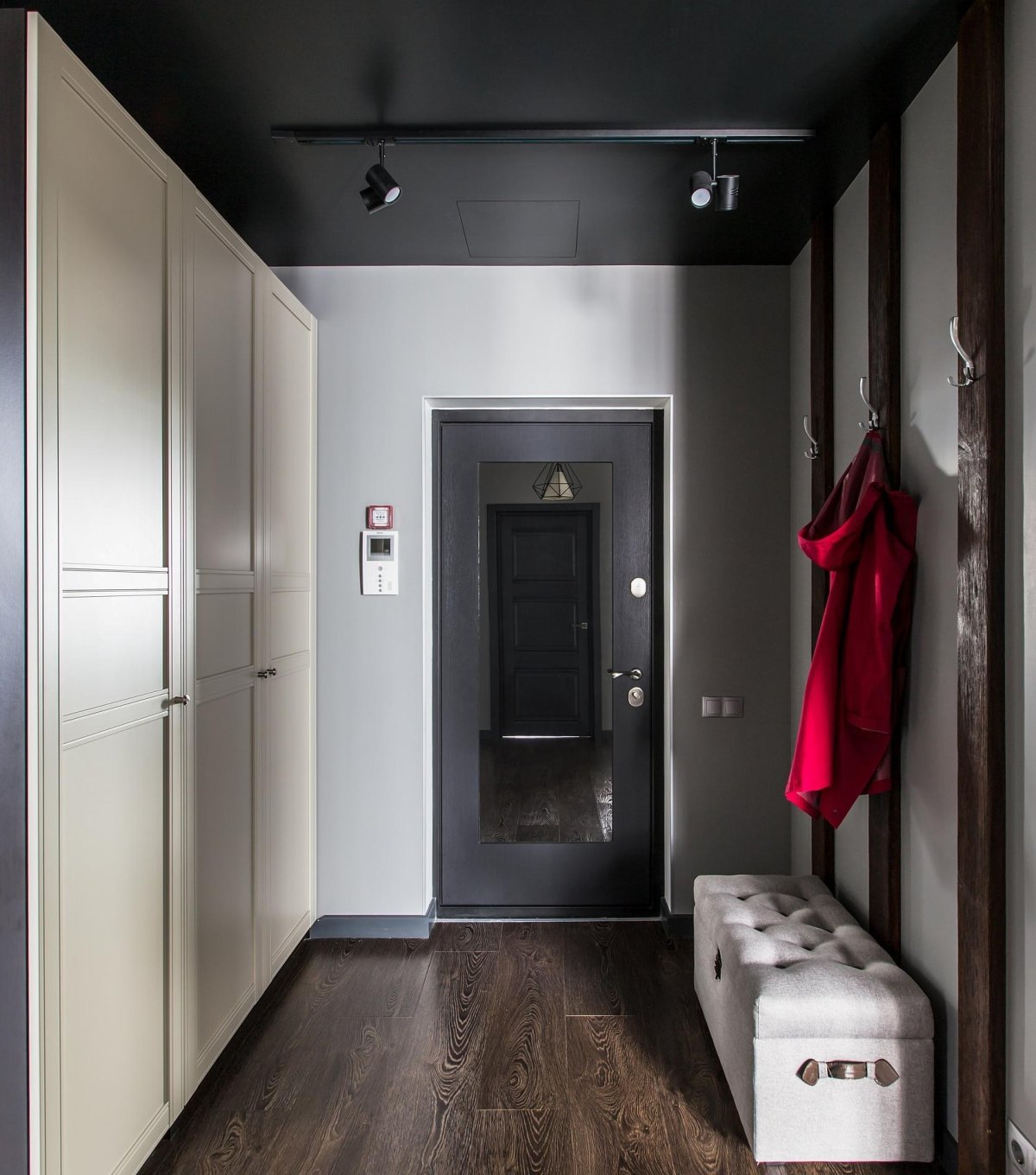 Проект прихожей в квартире темный пол