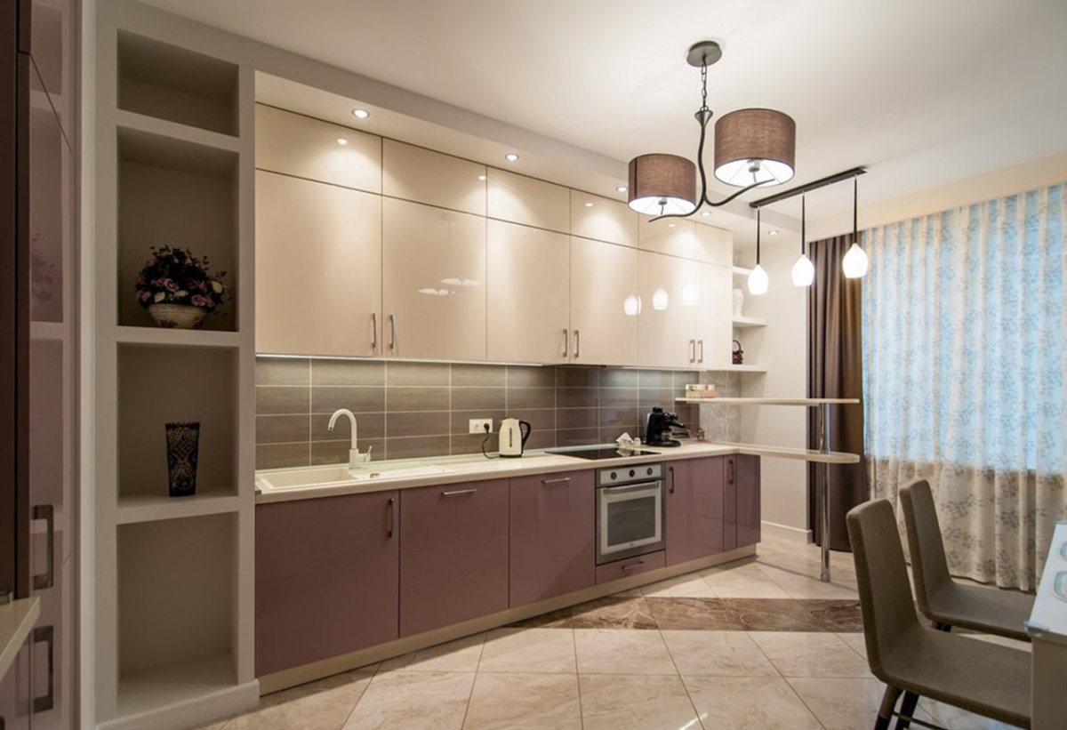 Кухонный гарнитур нюдовых оттенков