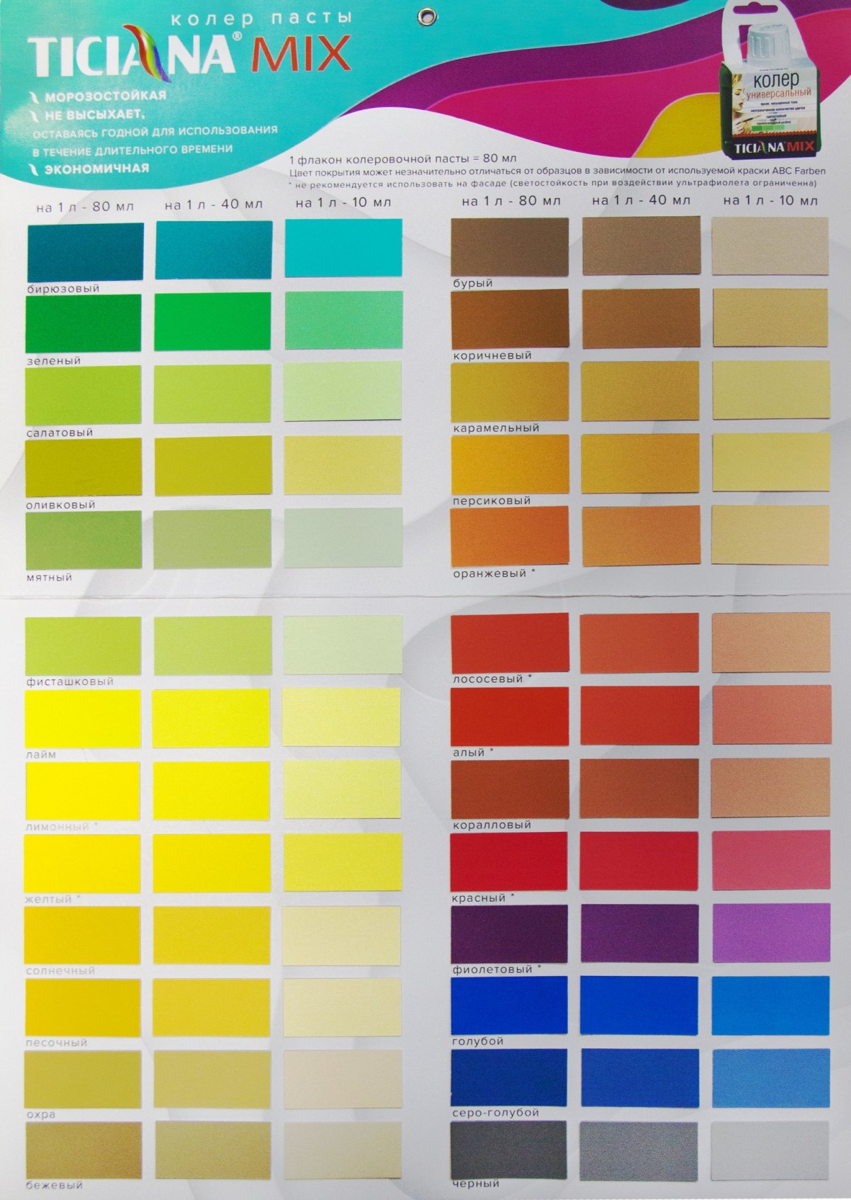 Палитра колеровки Тиккурила