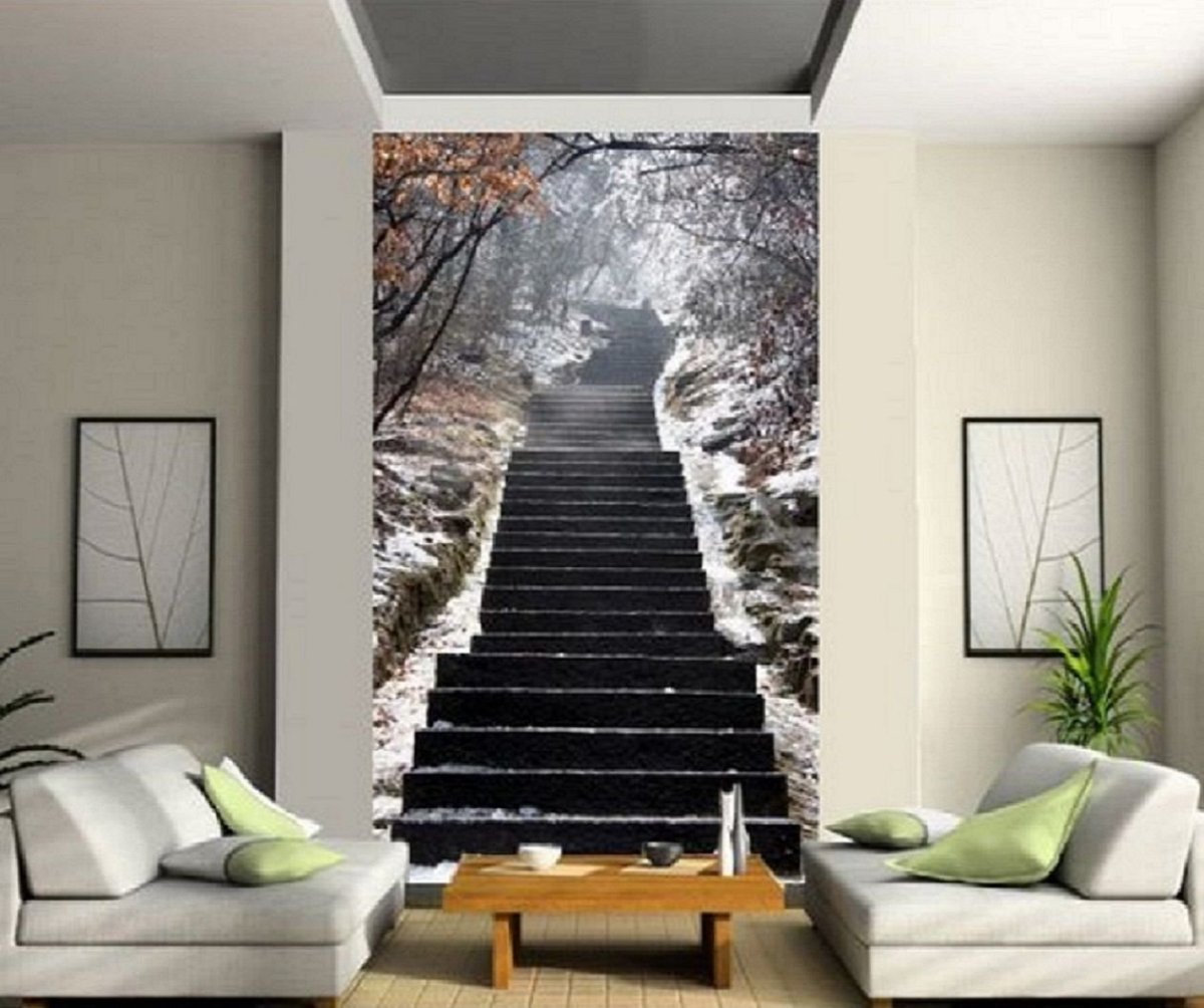 Узкие фотообои в интерьере