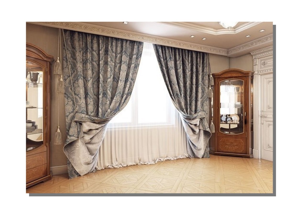 Шторы в зал с балконной дверью с ламбрекеном