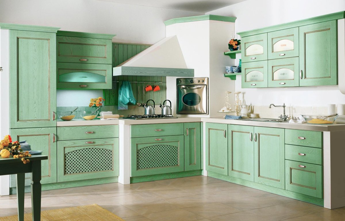 Кухня в бирюзовом цвете