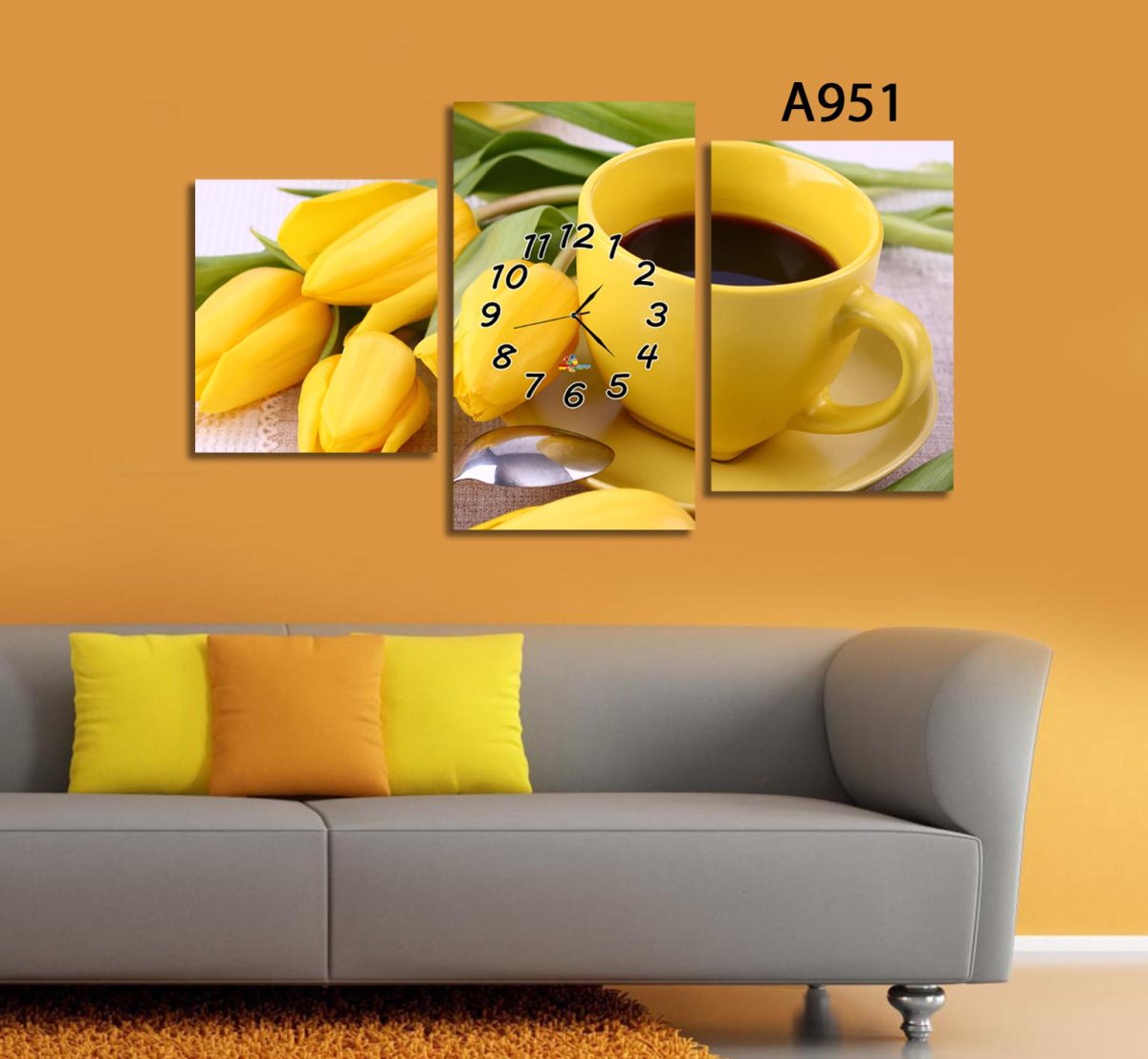 Триптих с часами на кухню