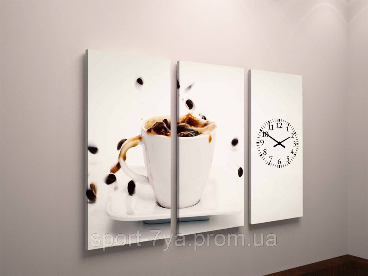 Модульные часы картины кофе