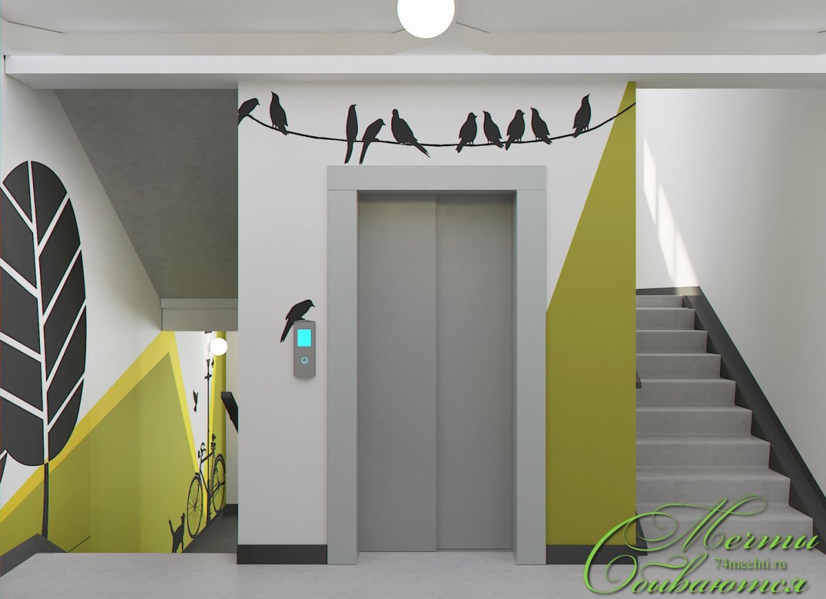 Ремонт в подъезде зеленый