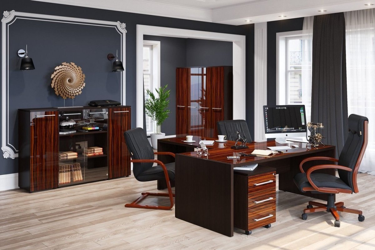 Стол руководителя с брифинг приставкой лофт