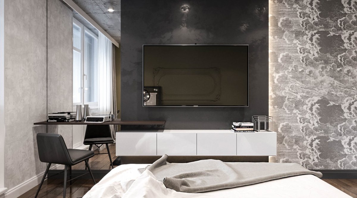 Графитовая штукатурка в интерьере