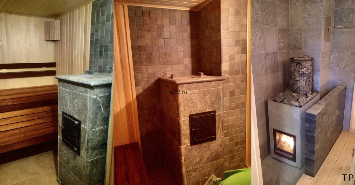 Отделка железной печи в сауне
