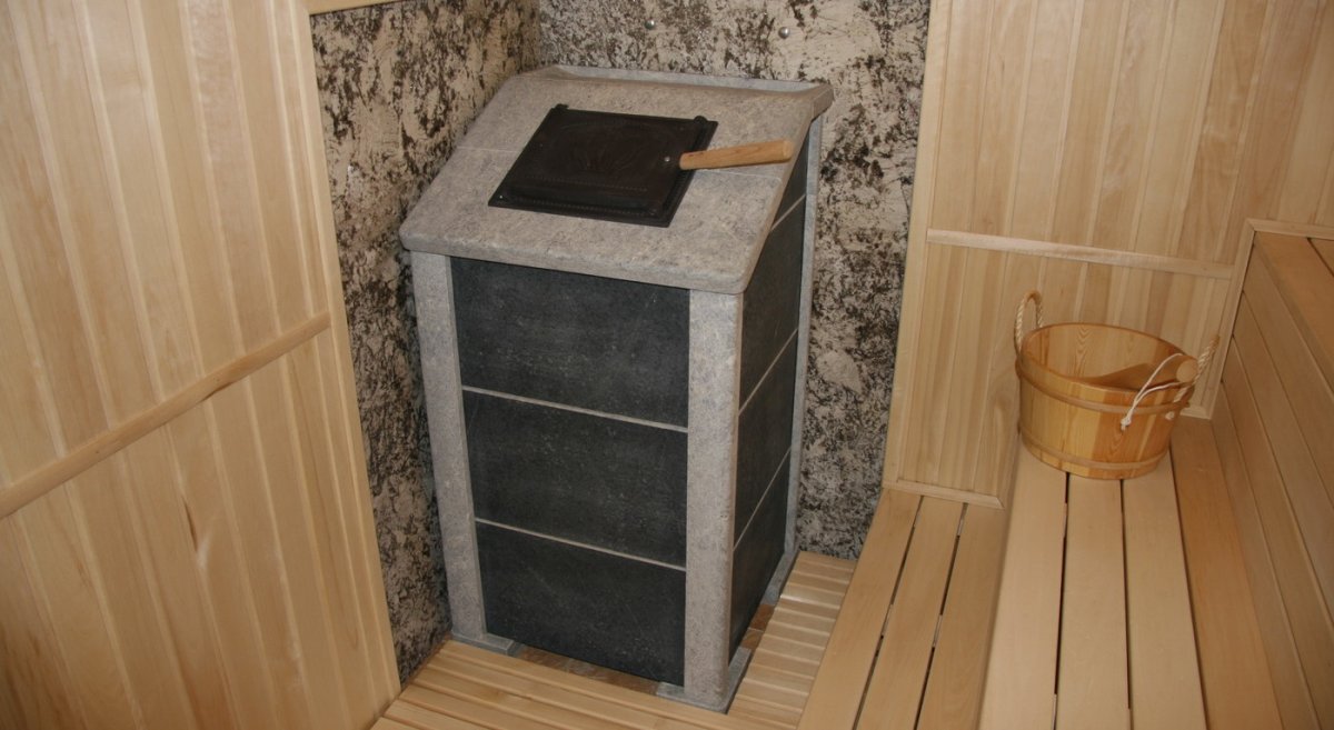 Отделка печи в парилке